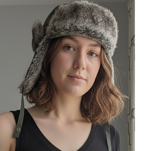 Fur Hat PAUL LEINBURD by CROWNCAP Brown & Tan Multi REAL fur aviator trapper hat main image 4
